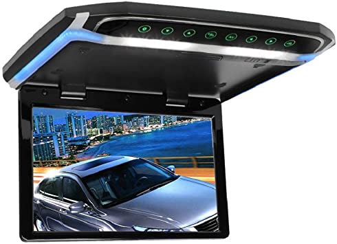 MiCarBa 12.1 inch Flip Down Monitor 1080P HD TFT LCD Roof Mount Monitor Ultra Thin Overhead Video Player for Car HDMI SD MP3 MP4 LED (CL1201HD-Black)