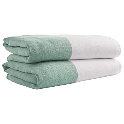 Rivet Contemporary Bath Towels - Pack of 2, 54 x 30 Inch, Emerald