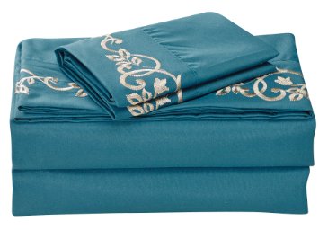 J.Home Fashions 1500 Thread Count Luxurious Comfortable Soft 4pc Bed Sheet Set (KING, Teal)