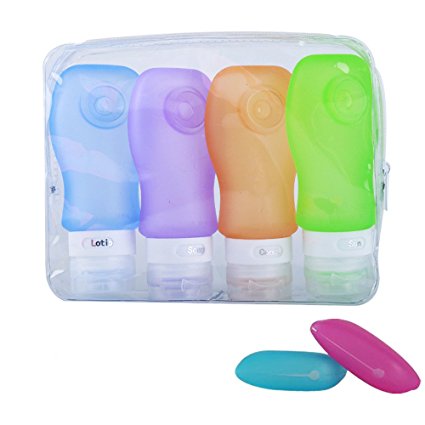 Silicone Travel Bottles Set, Zonyanl Travel Bottle Leak Proof (89ML) and Toothbrush Case for Shampoo, Lotion, Sunblock, Toiletries, Conditioner Airline Approved