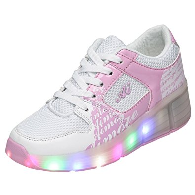 Nsasy YCOMI Unisex Boy's Girl's LED Light UP Single Wheel Double Wheel Shoes Roller Shoes Roller Sneakers