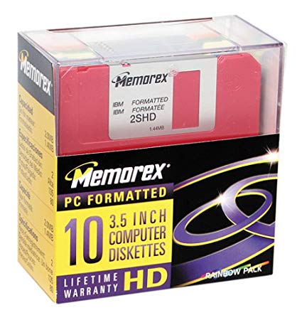 Memorex MF2HD 3.5" IBM-Formatted High-Density Floppy Disks (Colors, 10-Pack) (Discontinued by Manufacturer)