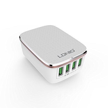 LDNIO A4404 Rapid Charge 4 USB Port AUTO ID 4.4A Travel Charger