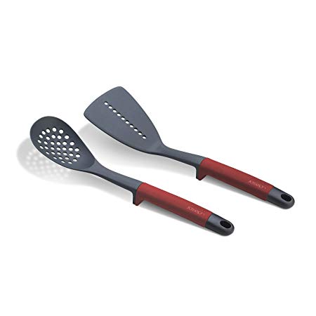 Joseph Joseph 10455 Elevate Slotted Spoon and Turner with Integrated Tool Rest 2-piece Red