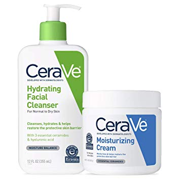 CeraVe Daily Skin Care Set for Dry Skin | Contains CeraVe Moisturizing Cream and Hydrating Face Wash | Fragrance Free