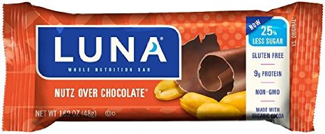 LUNA BAR - Gluten Free Bar - Nutz Over Chocolate - 17 oz 6 Count