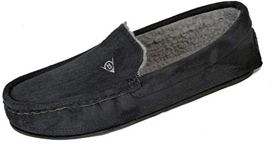 Dunlop Mens Famous Joel Moccasin Slippers with Faux Sheepskin Lining