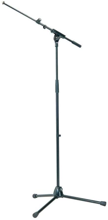 K&M 210/8 Telescoping Tripod Microphone Stand with 16.73-28.54" Boom, 36.41-64.17" Height Adjustment, Black