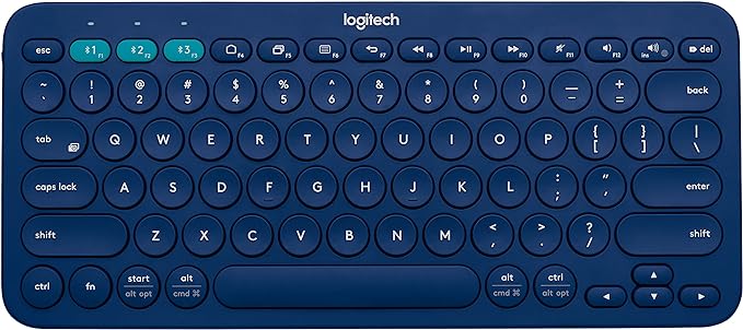 Logitech K380 Bluetooth Keyboard for Multiple Devices Compatible with Windows, Mac, Chrome OS, Android, iPad, iPhone, Apple TV, with Flow Cross Computer Control & Easy Switch up to 3 Devices - Blue