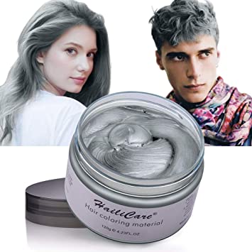 Color Hair Wax Hailicare Instant Hair Dye Washable Hair Color Cream Temporary for Men Women Kids (Silver Gray)