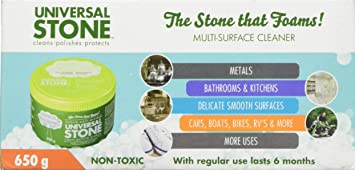 Universal Stone - The All-Purpose Stone That Foams, Cleans, Polishes and Protects. Sponge Included. Eco Friendly and Biodegradable (650g)