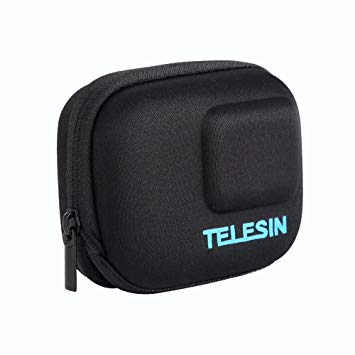 TELESIN Small Carry Case Protective Travel Bag for GoPro Hero (2018) Hero 7 Hero 6 Hero 5 and DJI Osmo Action Camera, Fits with Selfie Stick Pole Monopod Accessories