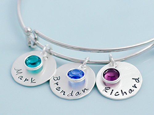 Personalized hand stamped bracelet with names - custom bracelet - bracelet - sterling silver disc bracelet - mothers bracelet - hand stamped
