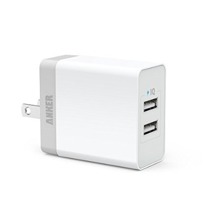 Anker 20W 2-Port USB Wall Charger with Foldable Plug and PowerIQ Technology for Apple iPhone 6 / 6 Plus, iPad Air 2 / mini 3, Samsung Galaxy S6 / S6 Edge, Nexus, HTC M9, Motorola, LG and More (White)