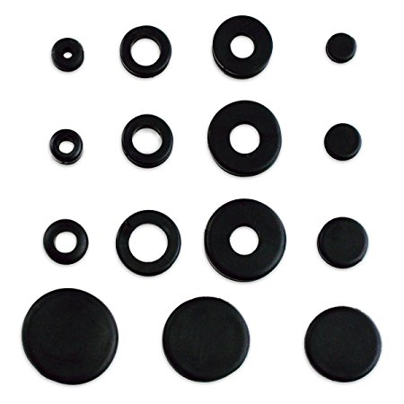 125pc Rubber Grommet & Plug Assortment - Includes Solid Plugs - Automotive, Airplane, Marine Applications