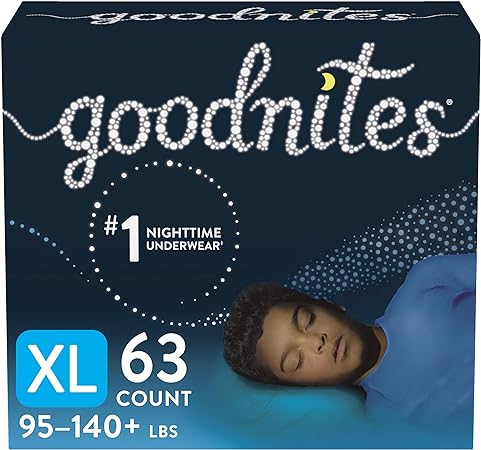 GoodNites Huggies Goodnites Boys Bedwetting Night Time Underwear, Goodnites, XL (95-140  lb.), 63 Ct