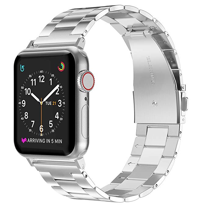 Wearlizer Stainless Steel Compatible with Apple Watch Band 38mm 42mm Women Men,Ultra-Thin Lightweight Replacement Band Strap Compatible for iWatch Bands Series 4 3 2 1