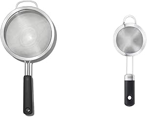 OXO Good Grips 8-Inch Double Rod Strainer, Black and OXO SteeL Fine Mesh Cocktail Strainer (3-inch) Bundle