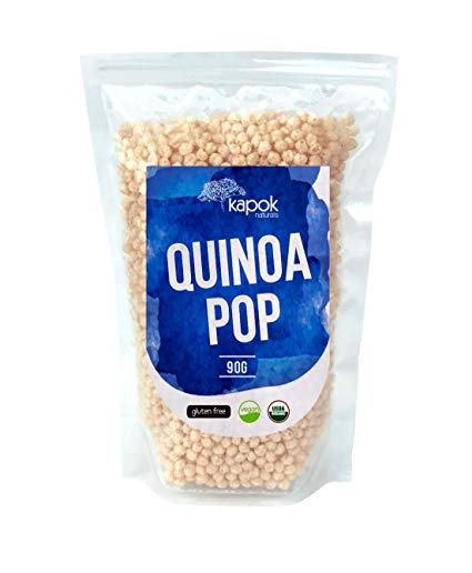 NEW Kapok Naturals Organic Quinoa Pop, A Great Healthy Snack or Organic Cereal Choice, These Quinoa Puffs are a Natural Gluten Free Snack, Gluten Free Cereal or Healthy Vegan Snack.