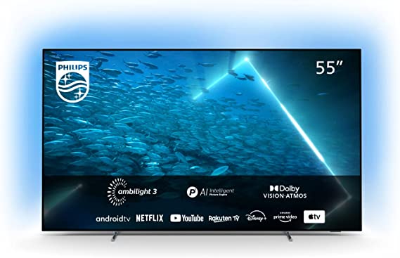 Philips 55OLED707/12 OLED 4K, Android TV, 55" UHD, Ambilight de 3 Lados, Compatible con Alexa y Google Assistant, Dolby Vision y Dolby Atmos, 2022