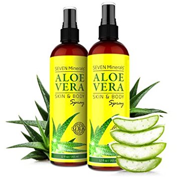 Aloe Vera SPRAY for Face, Skin & Hair (2 Pack). 99% ORGANIC, Made in USA - EXTRA Strong - SEE RESULTS OR - Easy to Apply - No THICKENERS so it Absorbs Rapidly with No Sticky Residue.