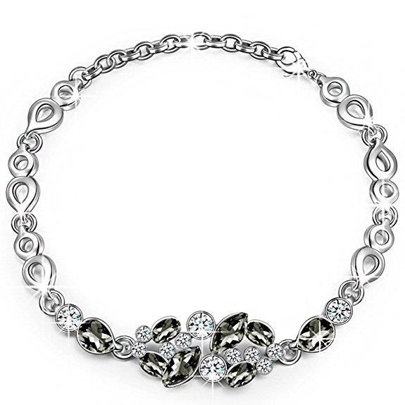 Brilla White Gold Plated "Midnight in Paris" Women Bracelet with Swarovski Crystal,Women Fashion Jewelry