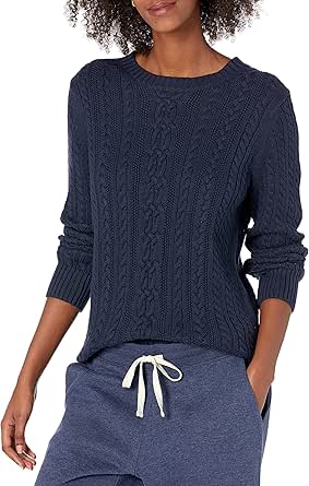 Amazon Essentials Women's Fisherman Cable Long-Sleeve Crewneck Sweater (Available in Plus Size)