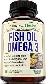 Fish Oil Omega 3 Pills. Helps Boost Brain Power, Memory, Focus & Cognition. Promotes Cardiovascular & Immune Health. Supports Healthy Joints, Eyes & Skin. All Natural, Non-GMO, Gluten Free & Soy Free