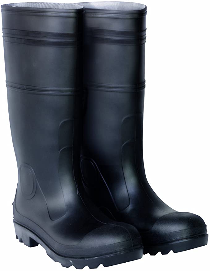 Custom Leathercraft CLC Rain Wear R23009 Over The Sock Black PVC Rain Boot, Size 9