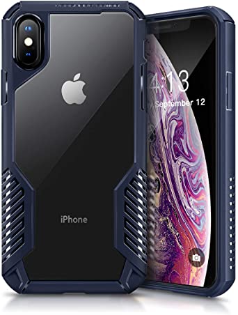 MOBOSI Vanguard Armor Designed for iPhone XS Case/iPhone X Case, Rugged Cell Phone Cases, Heavy Duty Military Grade Shockproof Drop Protection Cover for iPhone 10x/10xs 5.8 Inch 2017/2018 (Navy Blue)