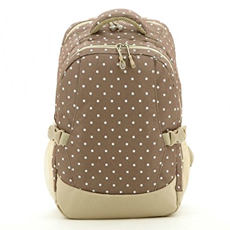 Baby Travel Large Backpack Diaper Bag, Khaki Dots