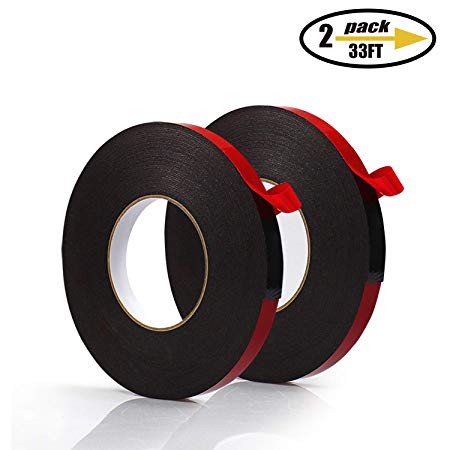 PE Foam Double-Sided Adhesive Tape -Outdoor and Indoor Super Strong Foam Seal Strip for Automotive Mounting，Weatherproof Decorative and Trim，Car Trim Strip，Photo Frame (Wide 1 1/5 in Long 66 Ft)