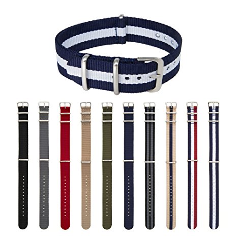 ARCHER Watch Straps, Premium Nylon, Choice of Color and Size (18mm, 20mm, 22mm, 24mm)