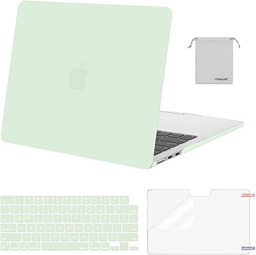 MOSISO Compatible with MacBook Air 13.6 inch Case 2022 Release A2681 M2 Chip with Liquid Retina Display Touch ID, Plastic Hard Shell Case&Keyboard Cover&Screen Protector&Storage Bag, Tea Green