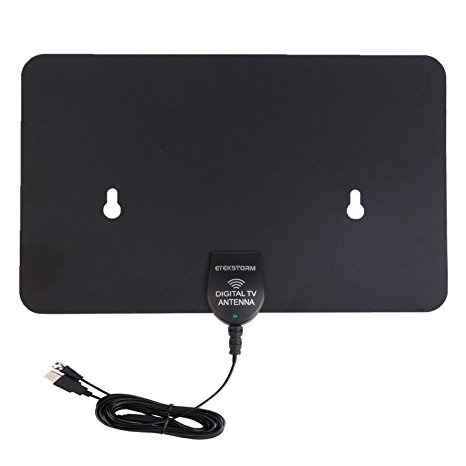 EtekStorm Indoor HDTV Antenna-50 Miles Range,Razor Thin Amplified HDTV Antenna with 16ft Coaxial Cable,Smaller Flat Size also Gets the Larger Reception Range