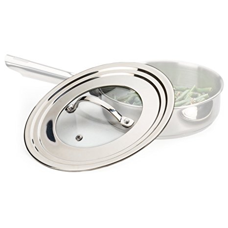 RSVP Endurance Stainless Steel 9 Inch Universal Lid with Glass Insert