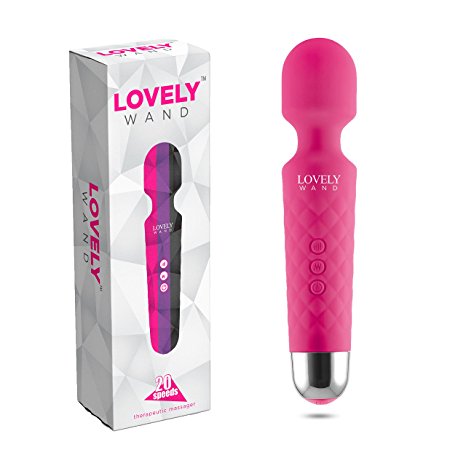 LOVELY Wand Massager the Wireless Magic Wand Handheld Personal Body Therapeutic Massager with 8 Powerful Speeds and 20 Vibration Modes Cordless Electric Massager Waterproof Portable and USB Rechargeable Mini Pink