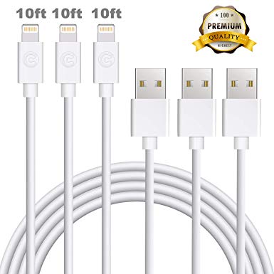 Sundix 3 Pack 10ft Phone Charging Cable Extra Long Phone Cable 8 8 Plus X 7 7Plus 6 6Plus 5 5s 5c SE