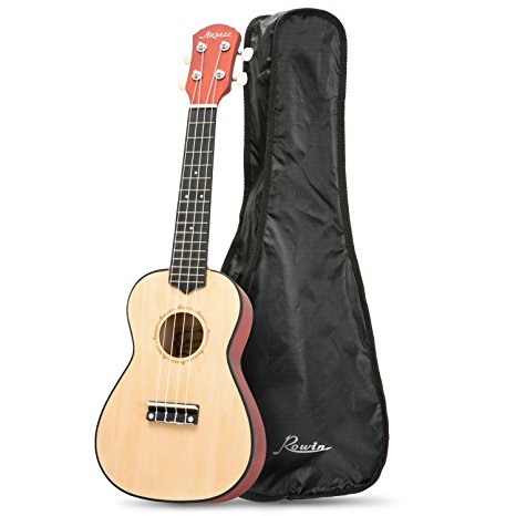 Artall 23 Inch Handcrafted Solid Wood Concert Small Guitar, Hawaii Basswood Ukulele Beginner Pack with Gig Bag, Natural