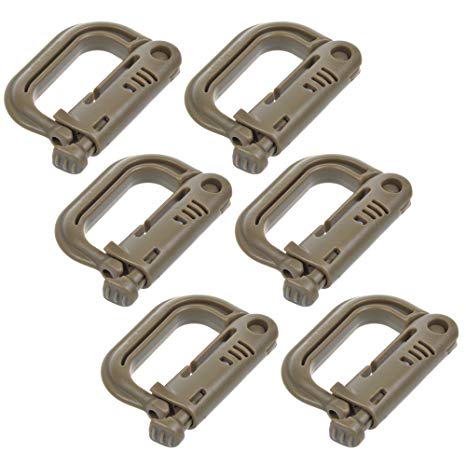 BCP Pack of 6pcs Grimloc Locking D-Ring for MOLLE Systems and Equipment