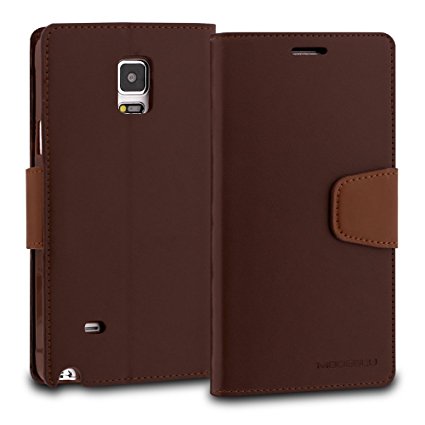 Galaxy Note 4 Case, ModeBlu [Classic Diary Series] [Brown] Wallet Case ID Credit Card Cash Slots Premium Synthetic Leather [Stand View] for Samsung Galaxy Note 4