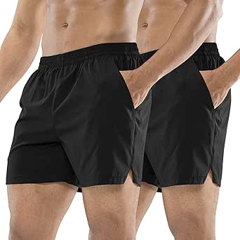 MIER Men's Workout Running Shorts Quick Dry Active 5 Inches Shorts with Pockets, Lightweight, Breathable