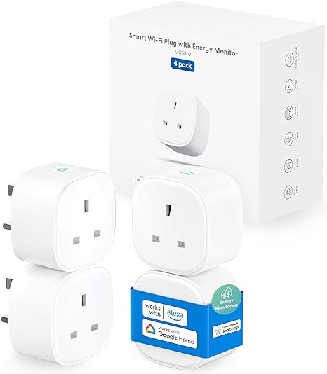 Meross Smart Plug with Energy Monitor,Wifi Plug Remote Control,Wi-Fi Smart Socket Work with Alexa Echo Dot,Google Home,No Hub Required 13A (4-Pack)