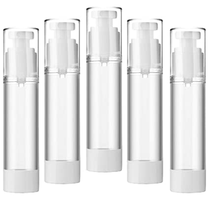 【US Stock】 3.4oz/100ml Clear Airless Pump Bottles Vacuum Dispensing Fine Mist Sprayer Refillable Liquid/Lotion Container, 6