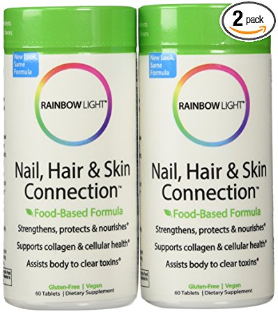 Rainbow Light Nail, Hair and Skin Connection Food-Based Tablets, 60-Count Bottles (Pack of 2)