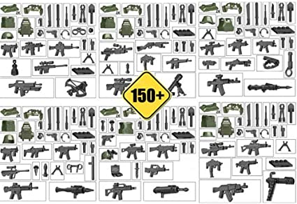 HOCHE 6 Set (150Pcs ) Commando Soldier Weapons Pack Assault Team Guns Set with Characters Custom Army Builder Military Soldier Battle Brick Set