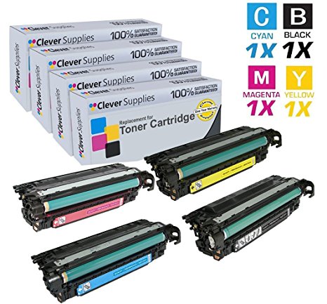 Clever Supplies© Compatible Toner Cartridges 4 Color Set for HP M570dn, HP COLOR LaserJet PRO 500 M570, M570DN, M570DW, PRINTER M551DN, M551N, M551XH, COLOR FLOW M575C (CE400A, CE401A, CE402A, CE403A)
