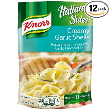 Knorr Italian Sides Pasta Side Dish, Creamy Garlic Shells 4.4 oz (Pack of 12)
