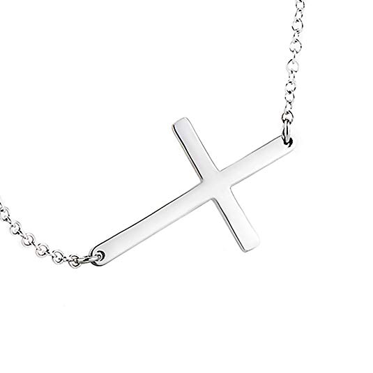 925 Sterling Silver Sideways Cross Necklace