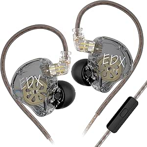 KZ EDX Lite Wired Earbuds, in Ear Monitor Headphones HiFi Stereo IEM, Dynamic Driver Earphones with Detachable Cable, Deep Bass Suitable for Bass Singers Musicians Drummers Audiophile (MIC)